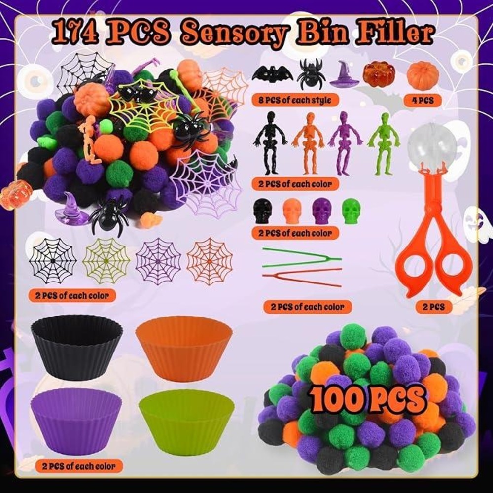 New Unvola Halloween Sensory Bin Filler 174 Pieces
